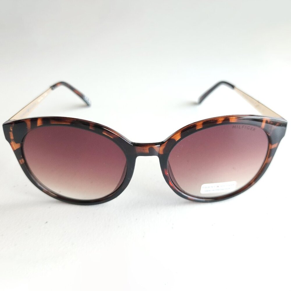 NWT Tommy Hilfiger Brown Sunglasses Tortoise Shell w/ Gold 100% UV Protection